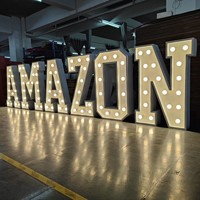Letras de Marquesina con Retroiluminación 3D, Letras Grandes para Letreros, Número de Casa Grande de Madera con Bombillas