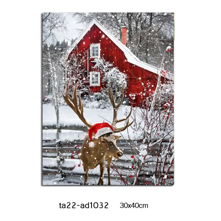 رائج البيع زخرفة عيد الميلاد مع أدى مخصص قماش اللوحة أدى الريف المناظر الطبيعية الثلجية اللوحة