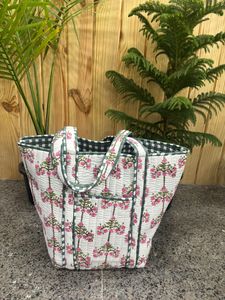 Bolsa de Mano de Algodón Acolchada con Estampado a Mano, Bolsa Ecológica Personalizada, Regalo para Mujer - Product Image 4