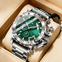 Herren Edelstahl Herz-Quarzuhr 47MM Mineralglas Verstärktes Zifferblatt Multifunktions-Leuchtzeiger 30M Wasserdicht Business