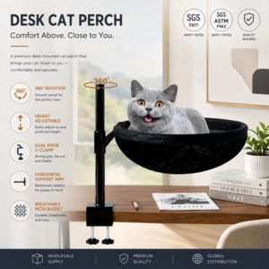 Cat Desk Hammock Bed OEM Fabric Mesh Elevated Portable Pet Resting Basket Clamp Mount Hanging Play Perch Box Wholesale B2B OEM - Product Image 2