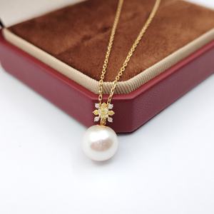 Pendentif en or massif 18 carats UM Jewelry avec perle d'eau douce et diamant certifié NGTC, unisexe/hommes/femmes, pour anniversaire, usage quotidien, cadeau de mariage - Product Image 5