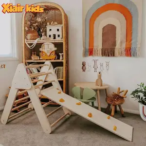 Xiair Montessori مثلث قابل للطي مع سلم طقم إطار تسلق داخلي هزاز Piklers متسلق ألعاب القوس مع المنحدر