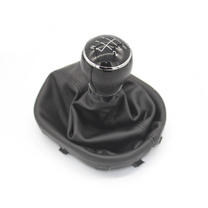 Pomo de palanca de cambios de cuero negro de 5 y 6 velocidades para Volkswagen Touran Caddy con transmisión manual - Product Image 2