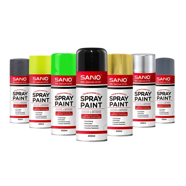 SANVO 400ml OEM थोक विक्रेता ग्रैफिटी हाई ग्लॉस बहुउद्देश्यीय रंग ऐक्रेलिक स्प्रे पेंट मैट एयरोसोल स्प्रे पेंट