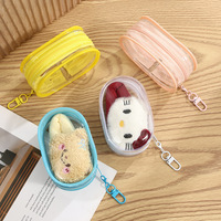 Sac de voyage portable en cuir véritable, étanche et anti-poussière, transparent, pour câbles et écouteurs, organisateur, capsule, jouet en peluche, figurine, cadeau