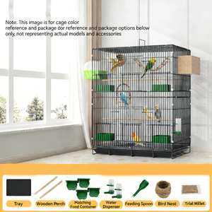 Toptan Katlanabilir Metal Modern Papağan Ekolojik Çift Katmanlı Orta Boy Lüks Villa Kuş Kafesi Plastik Tepsi ve Kutu ile - Product Image 3