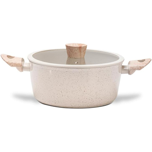Juego de 6 ollas de cocina con tapas de vidrio y mangos de madera para estufas de gas e inducción, juego de utensilios de cocina antiadherentes de cerámica forjada. - Product Image 2