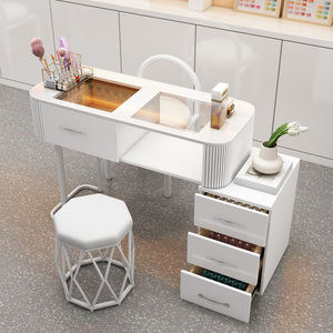 NEW White Cream Style Wooden <b>Nail</b> Table With Storage Multifunctional Single Manicure <b>Desk</b> for Home Salon and <b>Nail</b> Art - Product Image 4