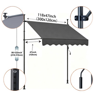 Toldo Retráctil de Aluminio de 3.0m, Operado Manualmente, Sin Perforación, Diseño Moderno, Impermeable, para Patio, Muebles de Exterior, Protección Solar - Product Image 6