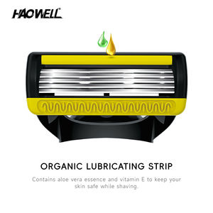 Q01 картридж сменный металлический с резиновой ручкой 5 пять лезвий бритвенная система лезвия бритвы для мужчин - Product Image 3