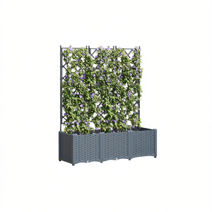 Jardinière en acier gris clair 3 pièces 47,24 x 15,75 x 56,30 pouces, pot de fleurs d'extérieur au design moderne - Product Image 1