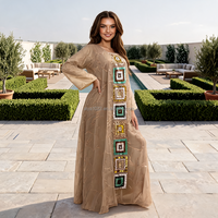 Abaya pour femmes du Moyen-Orient, prête à être expédiée en 2026, broderie de sequins, polyester, hiver, été, automne