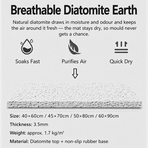 Tapis de bain absorbant en pierre de diatomite lavable en machine, séchage rapide, pour sol de baignoire, taille personnalisée, logo personnalisé, service OEM, commande en gros - Product Image 5