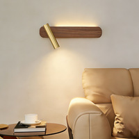 Lampe de lecture LED pour tête de lit, moderne, en bois, orientable, spot de lecture mural