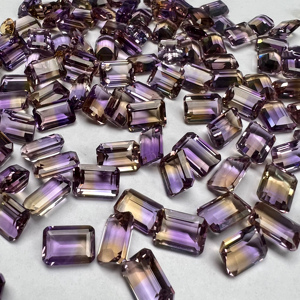 Đá quý tự nhiên <span class=keywords><strong>Ametrine</strong></span> hình bát giác, kích thước 7x5mm~16x12mm, chất lượng tốt, mặt cắt facet, kiểu cắt Radiant/Cắt Emerald - Product Image 1
