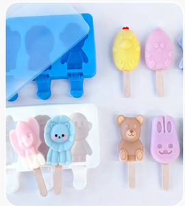 Molde de silicona para helados de 8 cavidades, con formas de animales, frutas y geometría, para helados caseros para niños, de grado alimenticio, sin BPA, duradero, DIY - Product Image 4