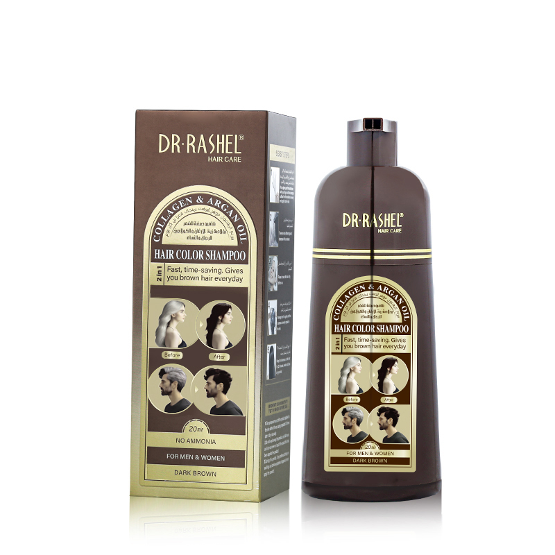 Dr Rashel Colágeno Argan Oil Corante Castanho Escuro Cor do Cabelo Shampoo 400ml