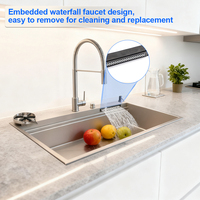 Évier de cuisine cascade en acier inoxydable 304, robinet simple, norme coréenne, texture pierre taillée 33Edge, surface nano durable