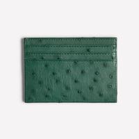 Porte-cartes fin en cuir gaufré autruche, porte-cartes minimaliste, portefeuille multi-fentes pour cartes d'identité professionnelles, pochette pour cartes de crédit pour hommes