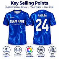 Maillot de football personnalisé bleu profond à effet tourbillon, sublimation par transfert thermique, séchage rapide, respirant, tenue d'équipe personnalisée pour clubs amateurs