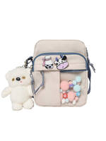 Sac à bandoulière en toile contrastée pour femme, style japonais tendance, nouvelle collection printemps 2025, avec fermeture éclair, petit format, idéal pour étudiantes