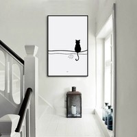 Peinture minimaliste en ligne noire et blanche, art mural abstrait simple pour salon, chambre à coucher, décoration nordique, encadrée