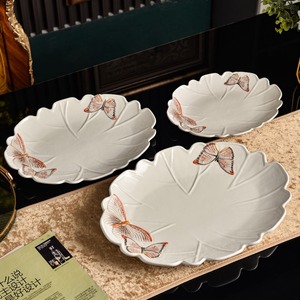 Assiette à thé en porcelaine blanche, soucoupe en céramique festonnée, plat de service décoratif pour hôtel, restaurant - Product Image 1