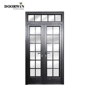 Doorwin простой дизайн, Лидер продаж в Канаде, французская дверь, поворотные, твердые красные дубовые деревянные алюминиевые облицовочные входные двери