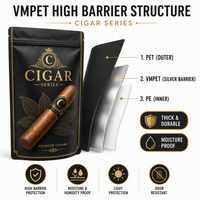Étui de Voyage Personnalisé Anti-Odeur pour Cigares Humidifiés, Pochette Mylar 1-3 Cigares avec Fermeture Ziplock pour Cigares Cubains Premium
