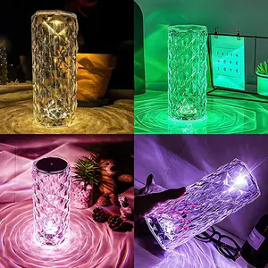 Heiße 16 Farben ändern RGB Touch Lampe LED Rose Kristall Tisch lampe USB Romantische LED Rose Kristall Schreibtisch lampen für Schlafzimmer Leben