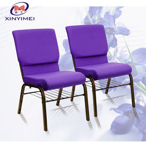 Ghế Nhà Thờ Cạnh Nhau Bằng Sắt Màu Tím Giá Rẻ Bán Sỉ Từ Nhà Cung Cấp Trung Quốc Có Kệ Túi Đựng Đồ, Vải Chống Cháy Tiêu Chuẩn - Product Image 1