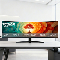 Écran de jeu incurvé 49 pouces 5K DQHD 165 Hz, moniteurs d'ordinateur AMD FreeSync, moniteurs de trading 49 pouces avec DP pour la montage vidéo