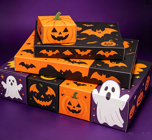 <span class=keywords><strong>Scatola</strong></span> Regalo Pieghevole di Halloween con Motivi Multipli, Confezione per Caramelle Trick or Treat, <span class=keywords><strong>Scatola</strong></span> in Cartone Personalizzabile per Favori di Halloween - Product Image 1