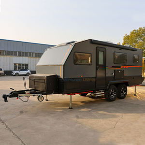 Caravana Híbrida con Doble Eje, Panel Solar Eléctrico en el Techo, Remolque de Lujo de Aluminio y Fibra de Vidrio, Tienda de Campaña para Viajes y Campamentos al Aire Libre - Product Image 2