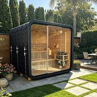 Sauna à vapeur traditionnel en forme de cube pour l'extérieur, pour 4 à 6 personnes, avec poêle chauffante en cèdre rouge et bois massif de pruche, écologique, vapeur sèche