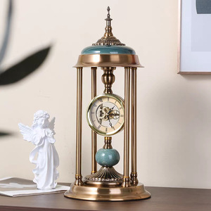 European Style Grandfather Clock Pillar Shape Silent Tabletop Ornament For Living Room Bedroom Anniversary Decor - Product Image 2