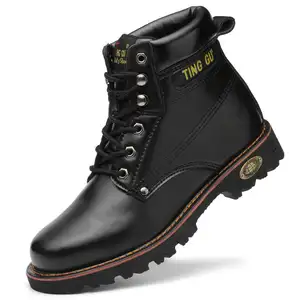 2024 סיטונאים מותאמים אישית נעלי בטיחות PU מגפי נעלי עבודה אבטחה קנה נעלי בטיחות לגברים עם מגפי אצבע פלדה גומי סולר