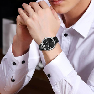 Montre à quartz étanche pour homme, tendance mode, bracelet en cuir carré, calendrier étudiant - Product Image 6