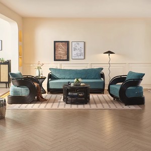 Canapé <span class=keywords><strong>en</strong></span> tissu tissé <span class=keywords><strong>en</strong></span> <span class=keywords><strong>rotin</strong></span> pour <span class=keywords><strong>petit</strong></span> appartement <span class=keywords><strong>salon</strong></span> balcon solarium décontracté maison d'hôtes - Product Image 2