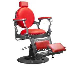 Toptan popüler klasik tasarım kuaför mobilyası berber erkek Salon ağır uzanmış berber sandalyeleri