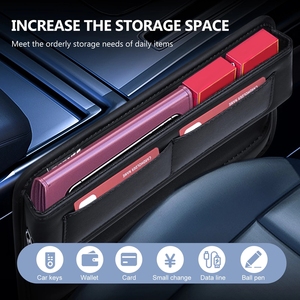 Y-0201 PU cuir voiture Auto Console côté siège de voiture crevasse boîte de rangement fente Gap Filler avec porte-bouteille - Product Image 4
