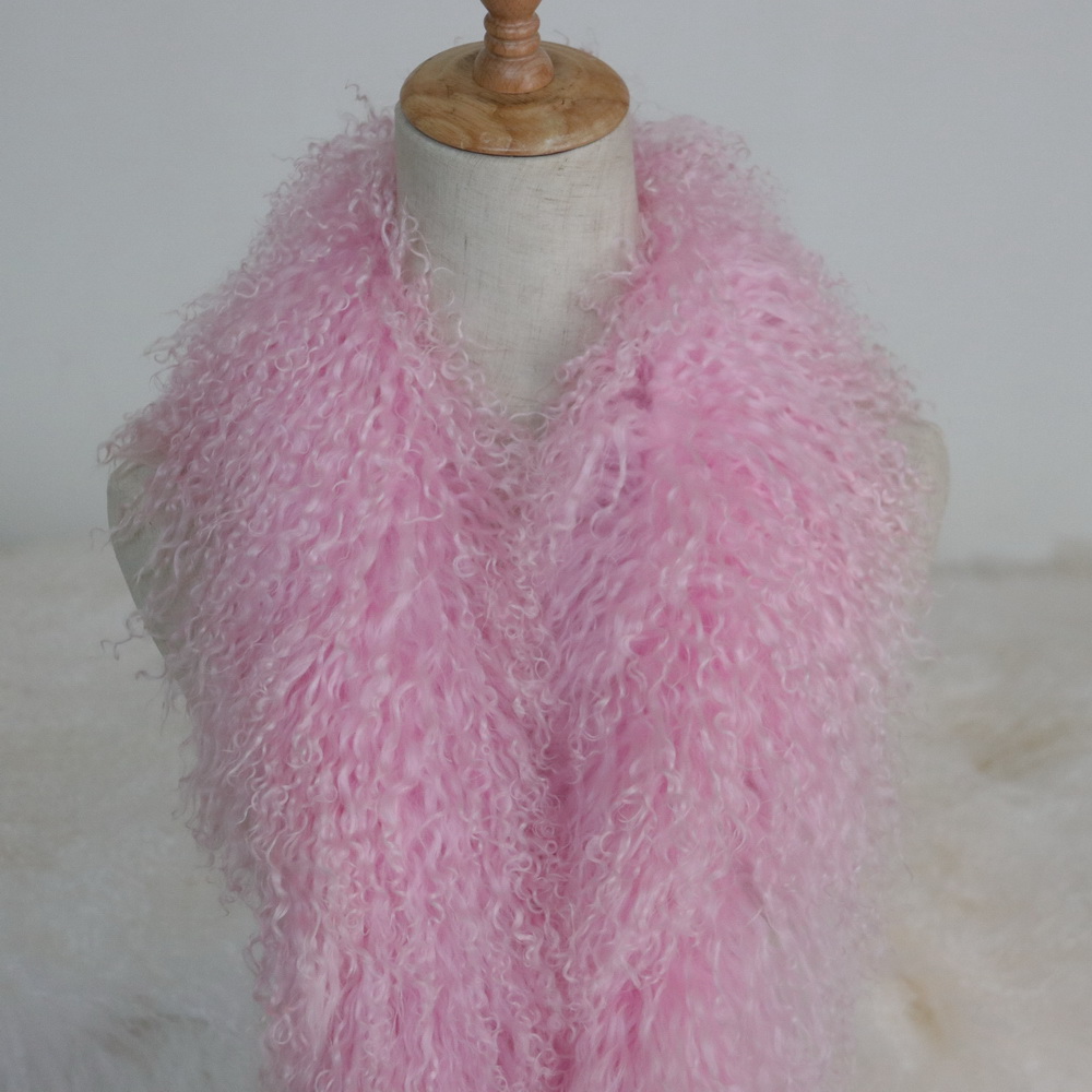 Женская шаль из натурального монгольского меха ягненка, женский шарф из натурального меха