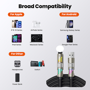 Toocki 240W Nhanh Chóng Sạc 4 Trong 1 Giao Diện Hợp Kim Kẽm Silicone Lỏng Dây RGB Ánh Sáng E-Đánh Dấu Chip Cho Máy Tính Xách Tay Pd3.1 - Product Image 6