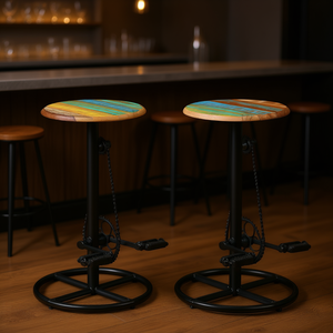 Juego de 2 Taburetes de Bar de Madera Reciclada con Base de Metal, Diseño Moderno para Bar en Casa o Uso Comercial - Product Image 2