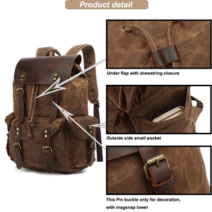 Người Đàn Ông Sang Trọng Của Cá Nhân Vải Hàng Ngày Ba Lô Máy Tính Xách Tay Ba Lô Retro Không Thấm Nước Sáp Vải Ba Lô - Product Image 5