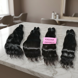 Vente en gros de cheveux humains vierges alignés sur des cuticules brutes 100% Faisceaux de cheveux humains droits à double tirage noirs pour femmes de couleur naturelle - Product Image 1