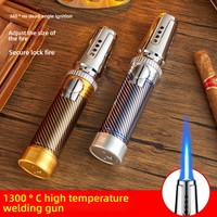 Briquets torche portables d'extérieur pour barbecue, vente en gros, briquet à gaz en métal pour cigares, torches au butane, flamme jet, briquet coupe-vent pour cigarettes