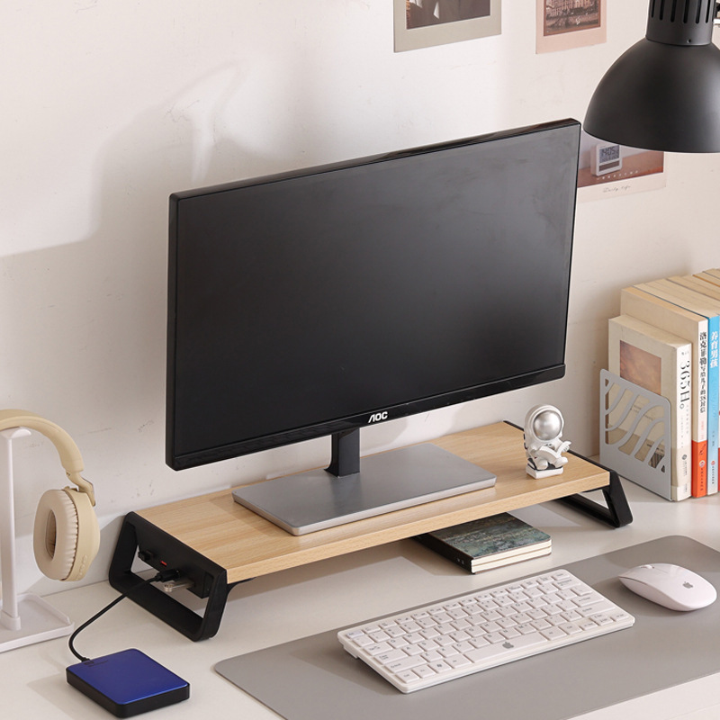 [Slanted Leg USB 2.0 Expansion] Natural Wood Color with Black Legs