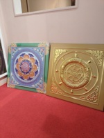 Panneau mural/plafond en relief doré de luxe - Motif de lotus et de nuage chinois, pour plafond artistique, mur d'accentuation, hall d'hôtel